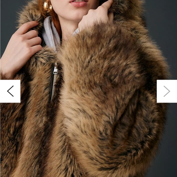 UO Sloanne Faux Fur Zip-Up Hooded Jacket - Picture 9 of 10